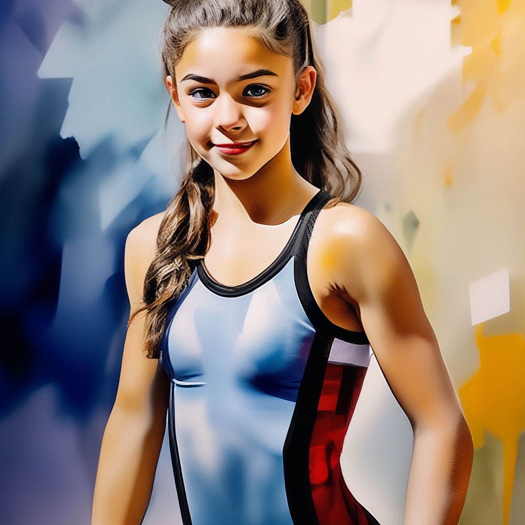 Девушка 15 лет, воздушная гимнастка, …» — создано в Шедевруме