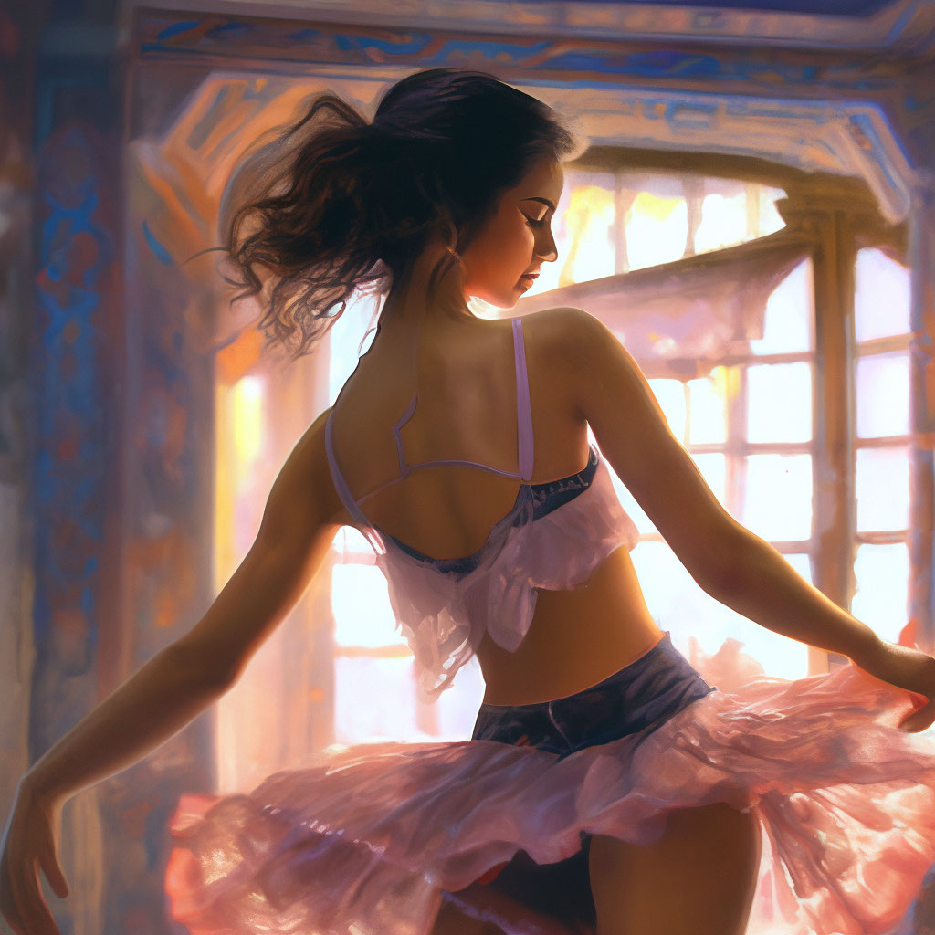 Сексуальная девушка в чулках с красивой фигурой танцует перед камерой эротический жаркий танец