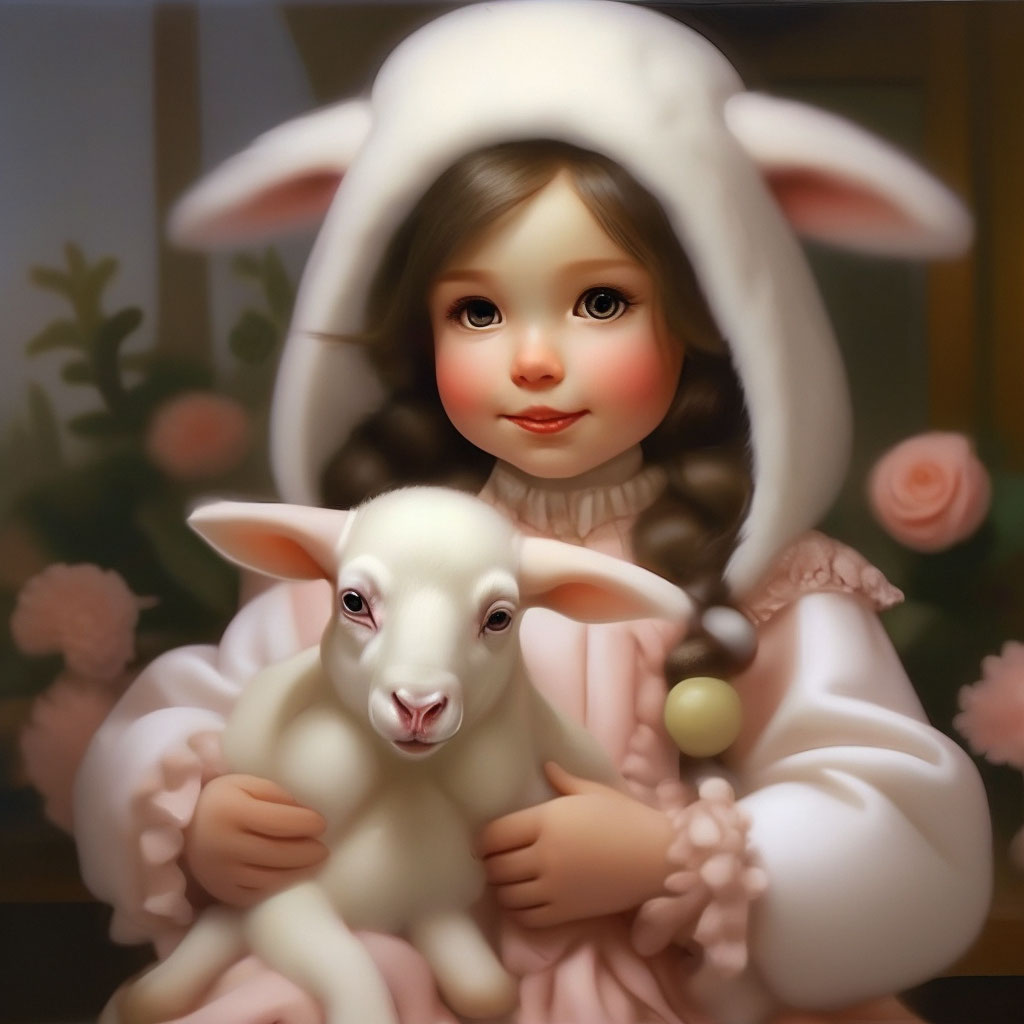 "Marshmallow lamb girl" - image created in Shedevrum