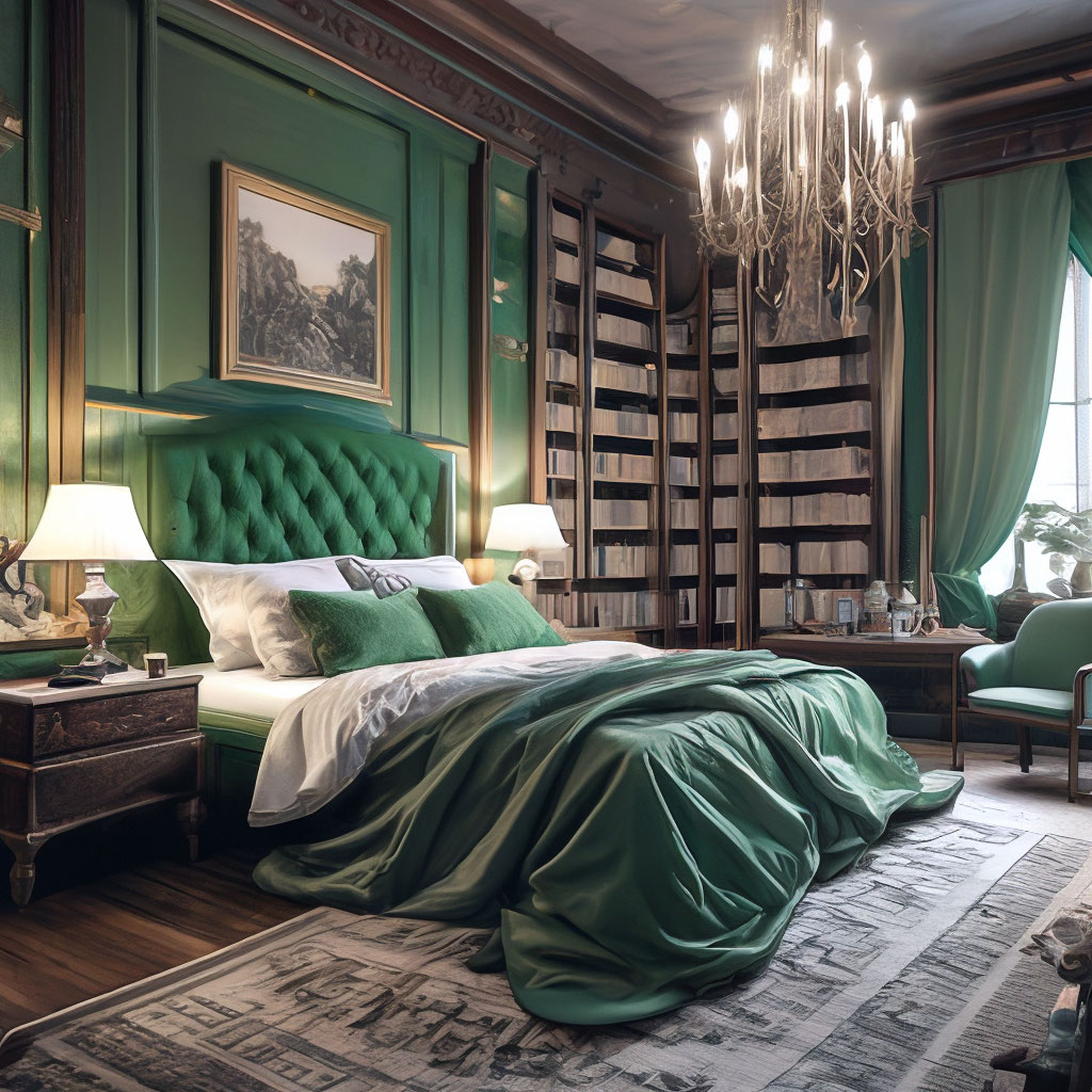 Зеленые обои в спальне (60 фото)