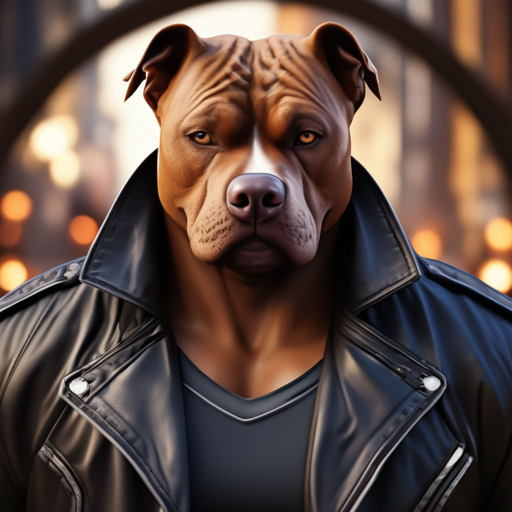 Anthropomorphic male American bully image created in Shedevrum