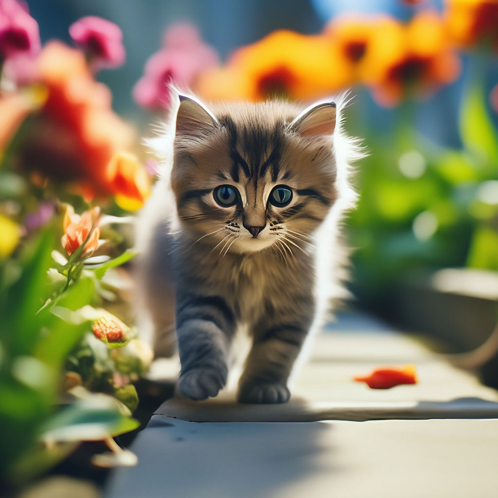 Маленький пушистый котенок с гордым …» — создано в Шедевруме