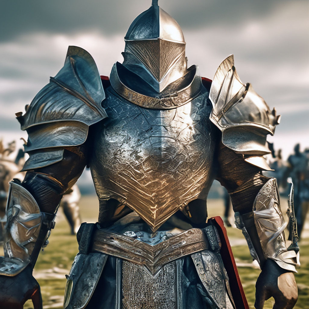 A huge healthy huge knight in metal …