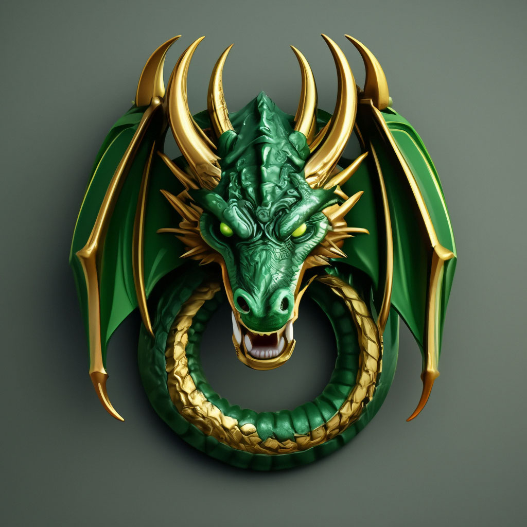 Стильный зеленый дракон тату стикер …» — создано в Шедевруме