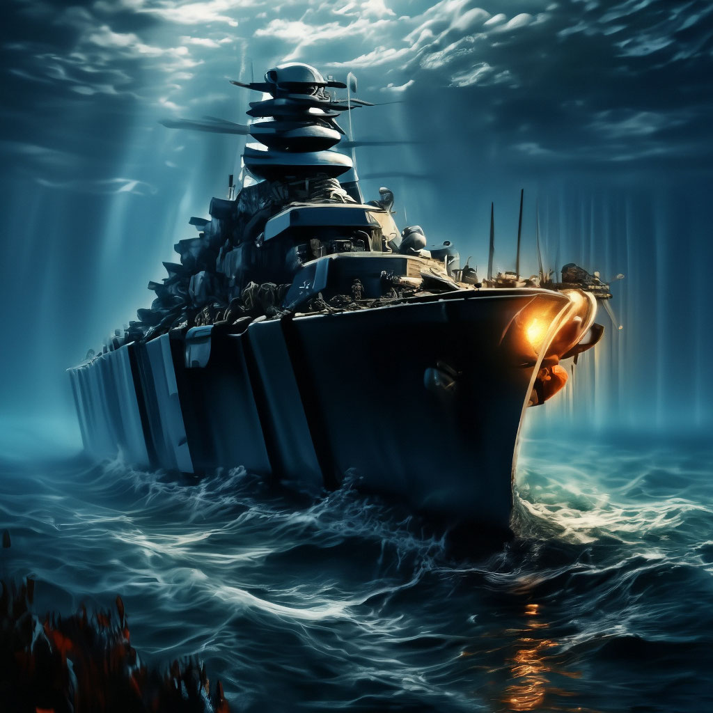 Обломки Бисмарка лежат на дне океана | Премиум Фото