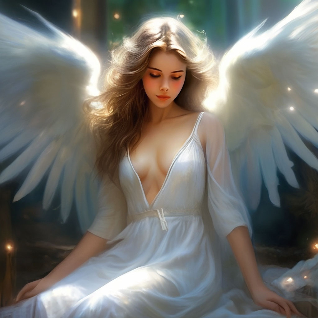 Красивая хрупкая девушка-ангел арт» — создано в Шедевруме