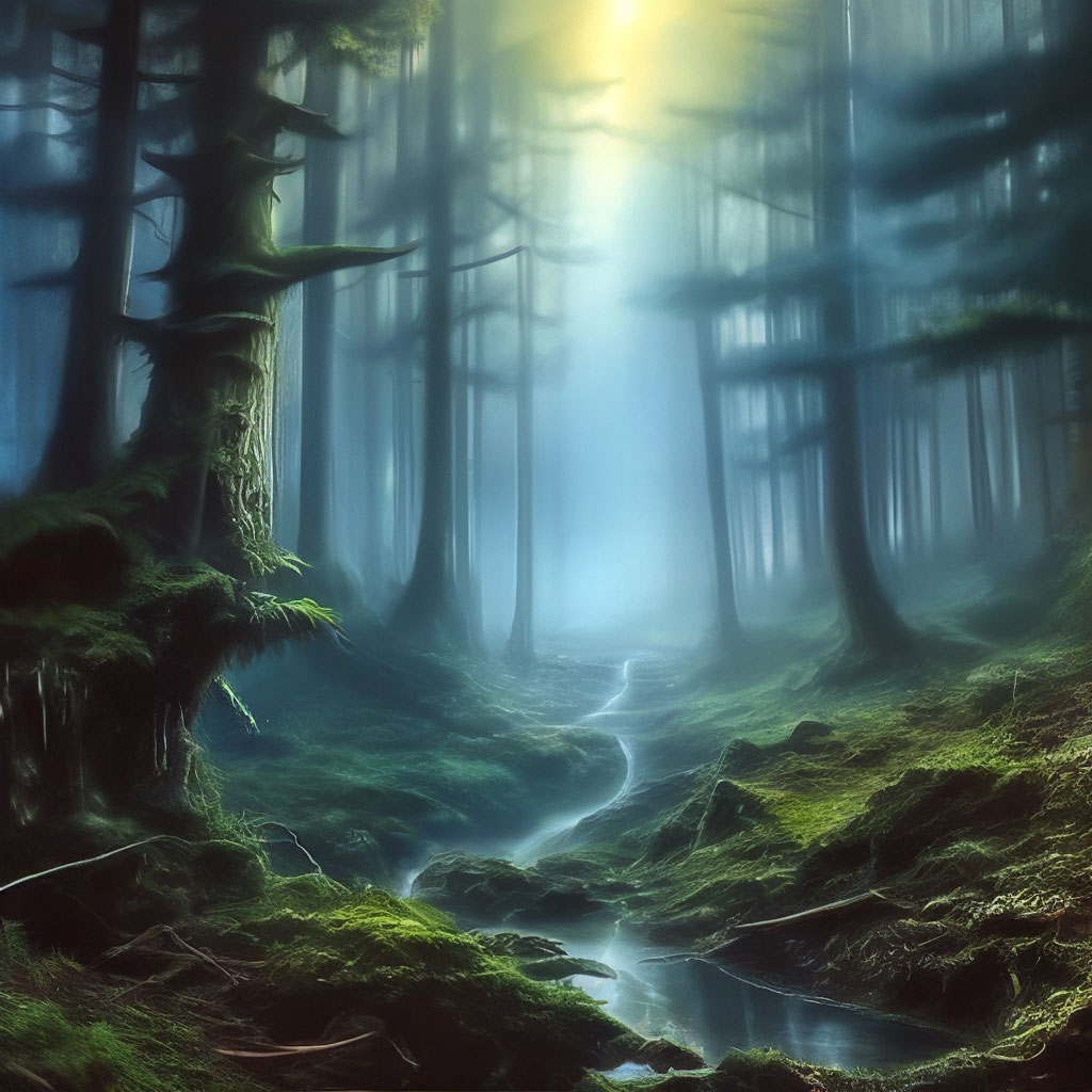 Загадочный лес, хорошее качество, …» — создано в Шедевруме
