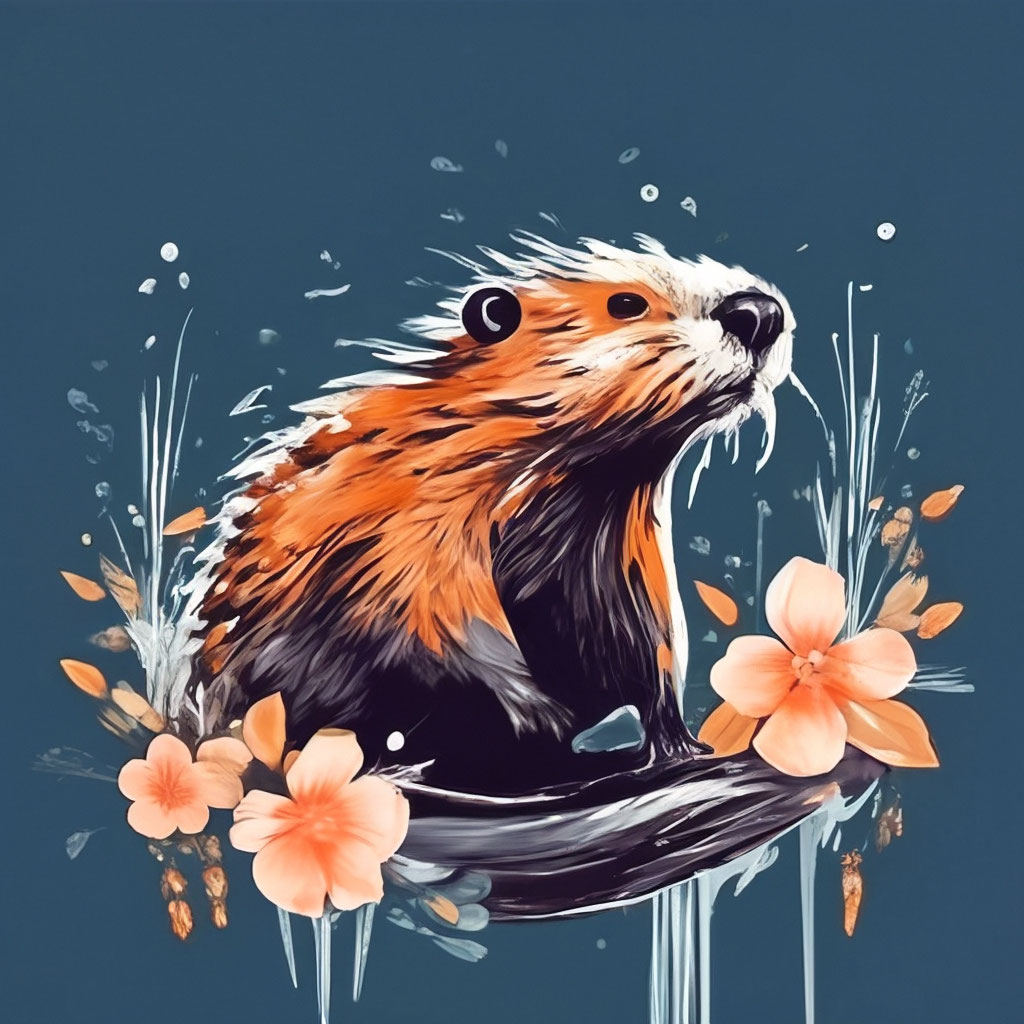 Beaver, flowers grow on its tail…