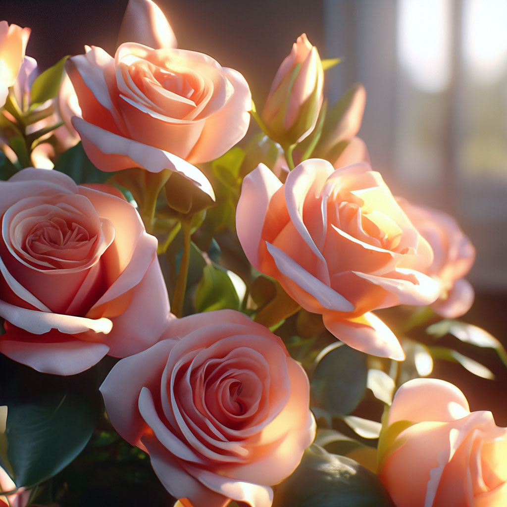 Фотообои Объёмные розы на светлом фоне, арт. Fl-306