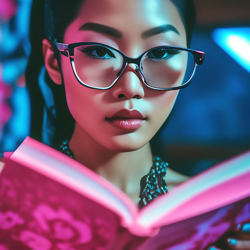 Красивая азиатка в очках с планшетом — женщина, люди - Stock Photo | #