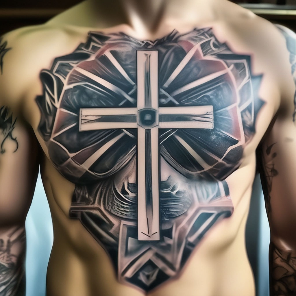 Татуировки креста на груди