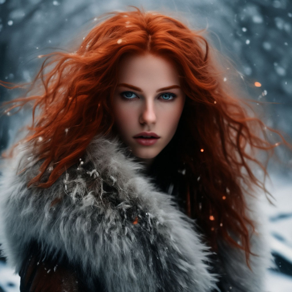 "Red-haired winter beast" - image created in Shedevrum.
