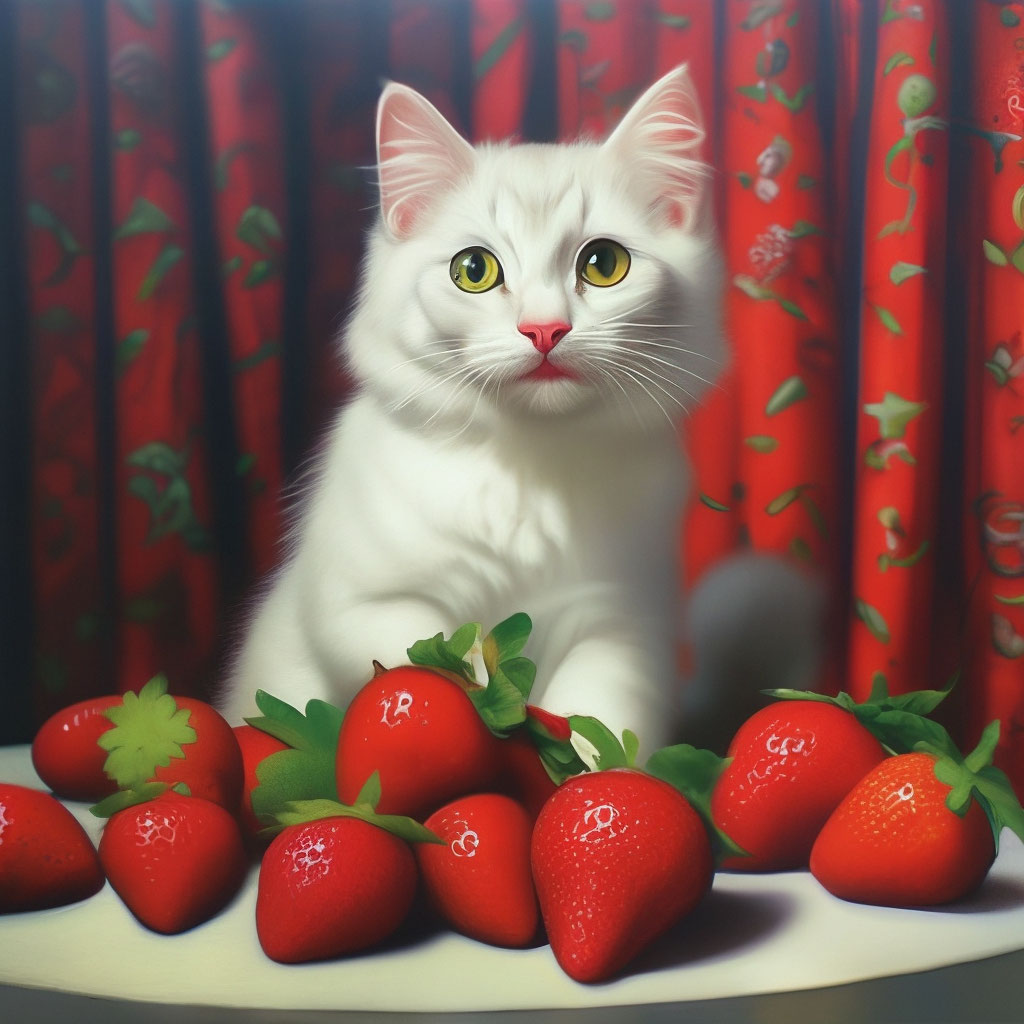          Cat and strawberry  OKRU