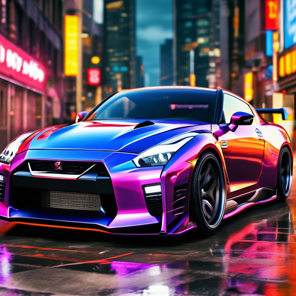 Nissan gt r r35 РЅРµРѕРЅ