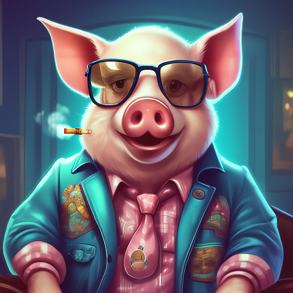 «Свинья в очках с сигаретой во рту…» — создано в Шедевруме