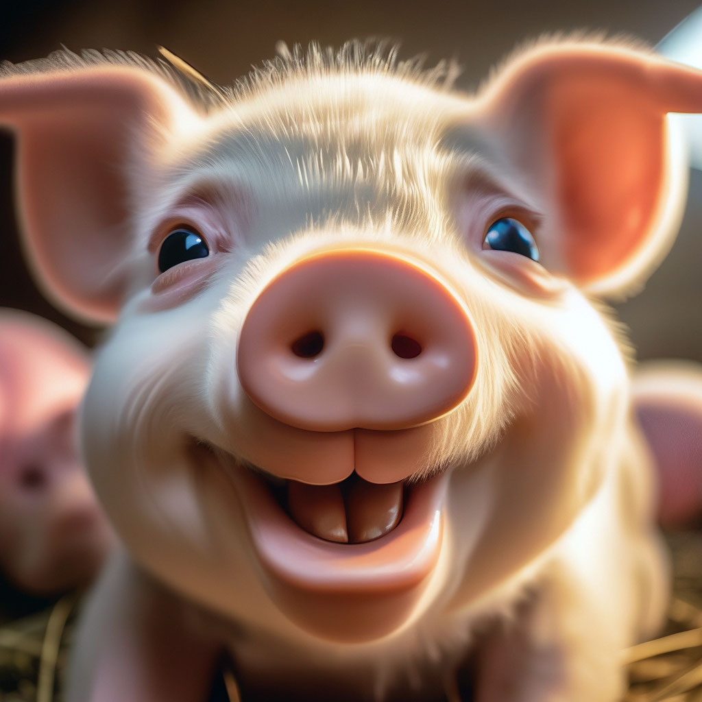 Довольная свинья, милые глаза, …» — создано в Шедевруме