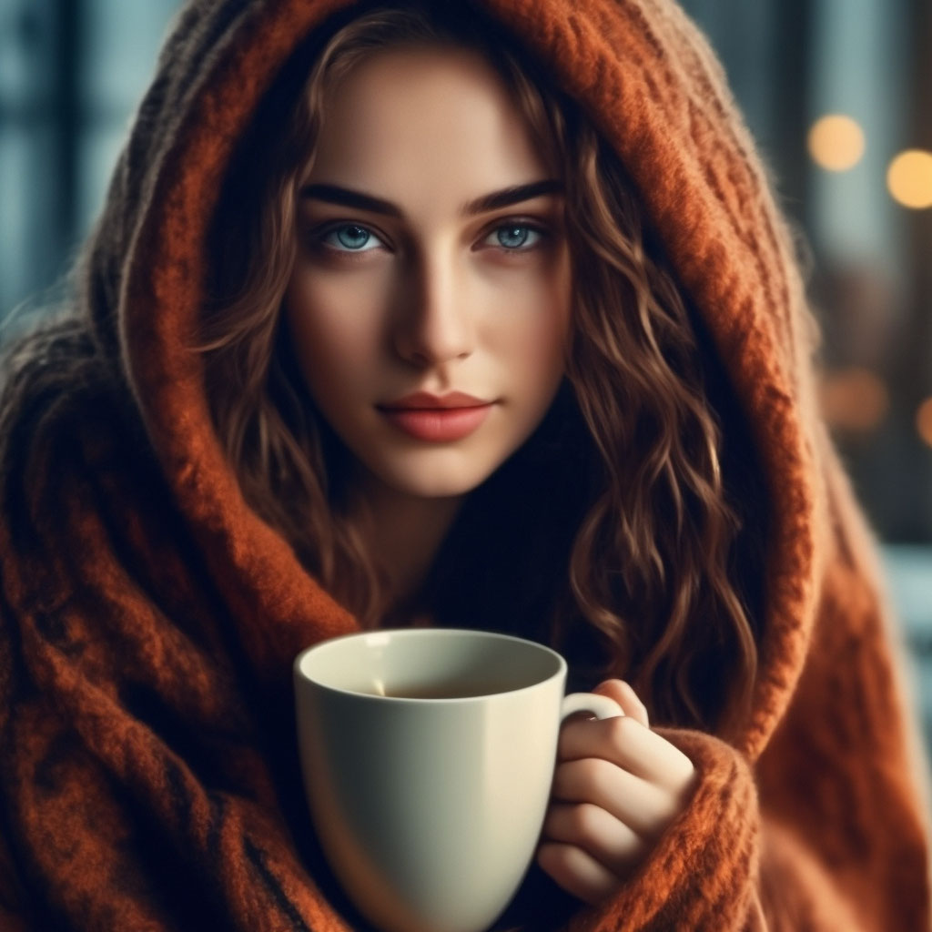 Нежные фото девушек в одеяле с чаем