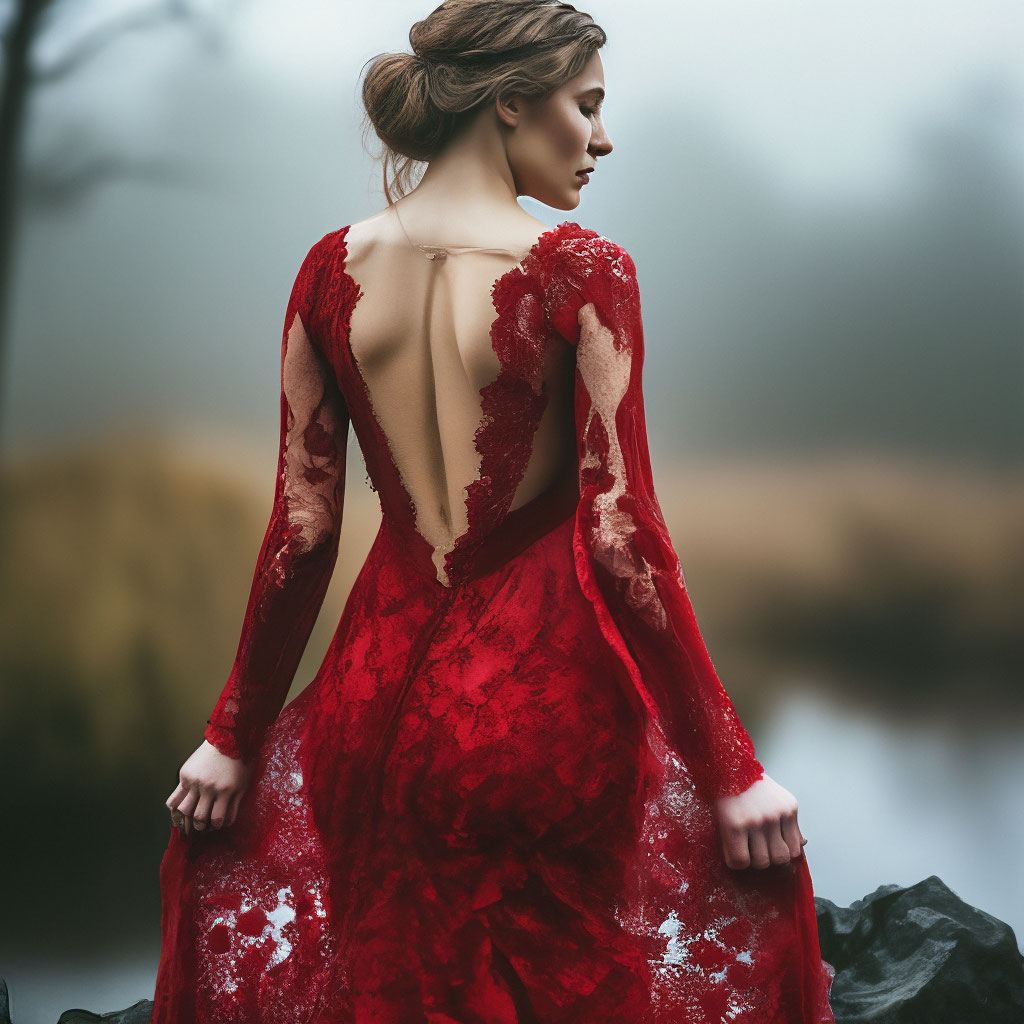 пышное красное платье