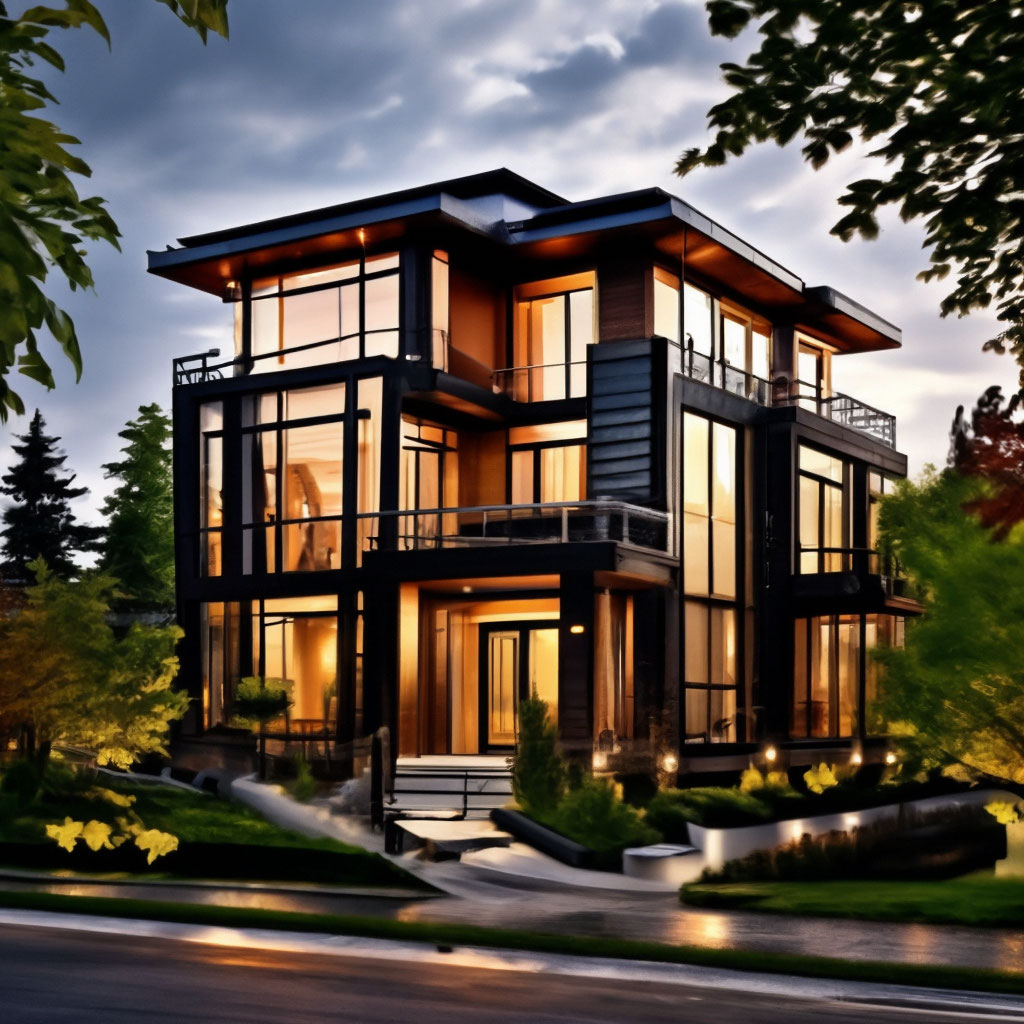 Трехэтажный дом в Канаде, современный…» — создано в Шедевруме