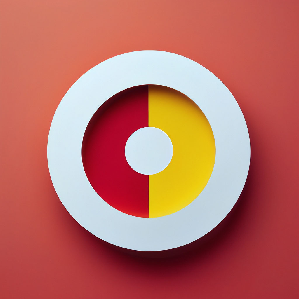 Белый фон, желтый круг и красный …» — создано в Шедевруме