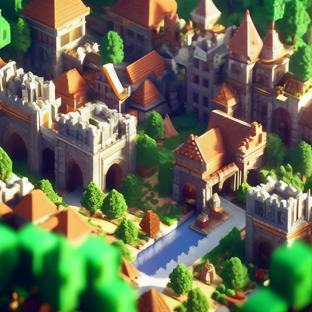 Medieval Cubic City, Voxel, Small …» — Создано В Шедевруме