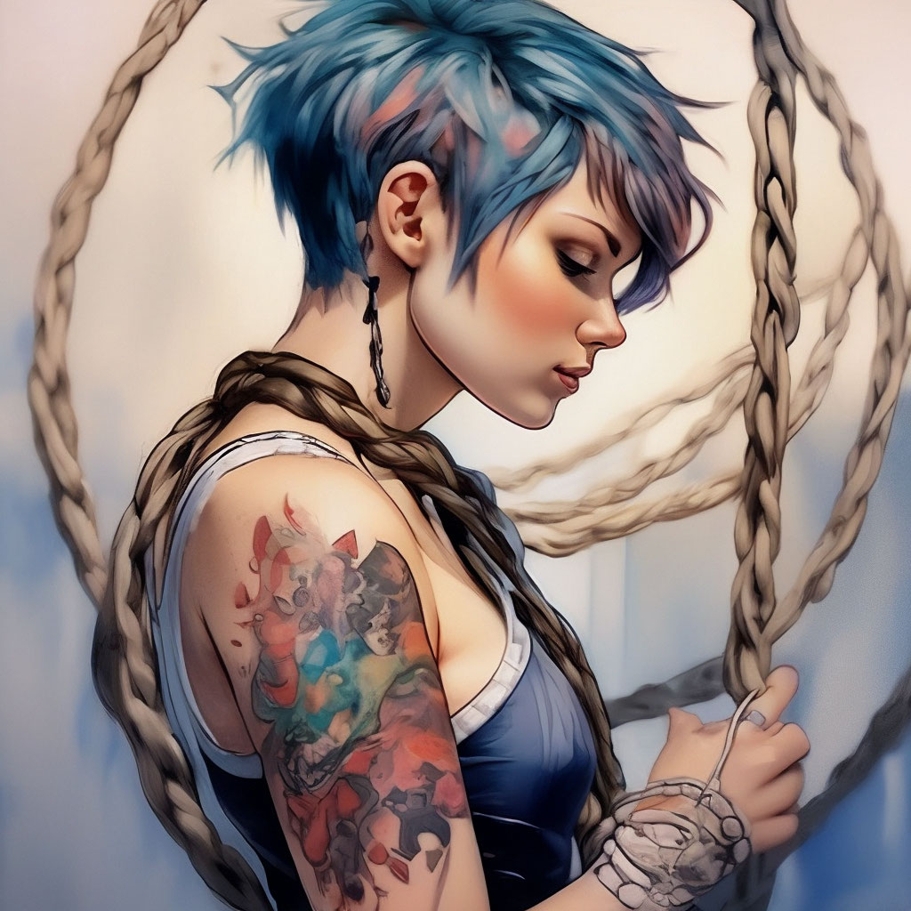 A woman with short hair, … — image created in Shedevrum