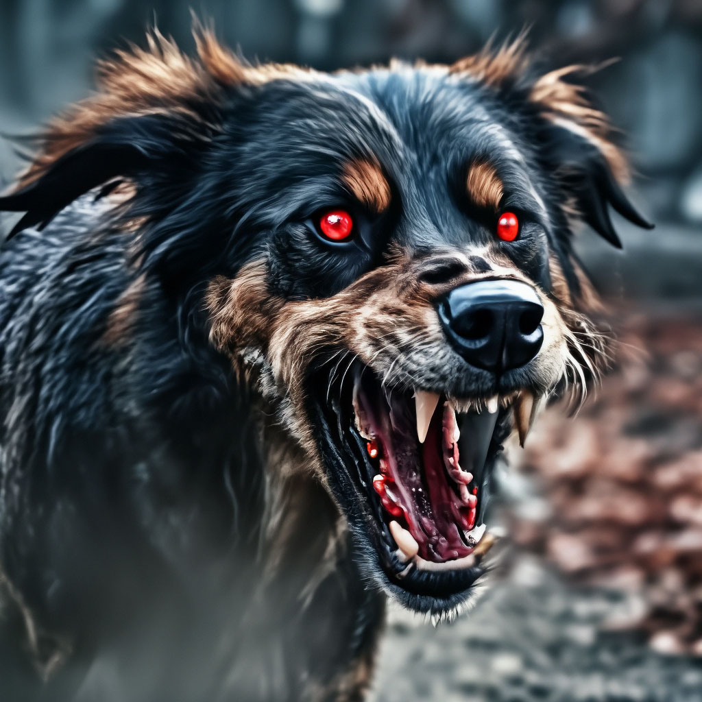 Страшная собака рычит, красные глаза…» — создано в Шедевруме