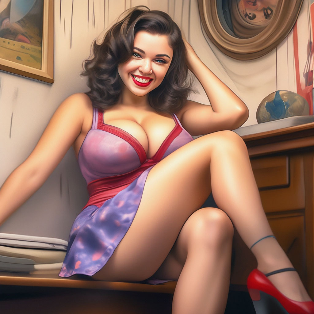 Pin-up girl 4:5,красивая грудастая …» — создано в Шедевруме