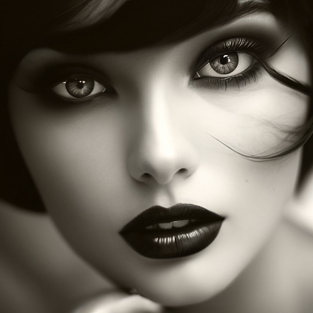 Black and white delicate lips wow …» — создано в Шедевруме