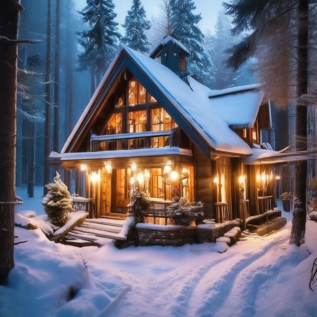 Дом в зимнем лесу: подборка картинок