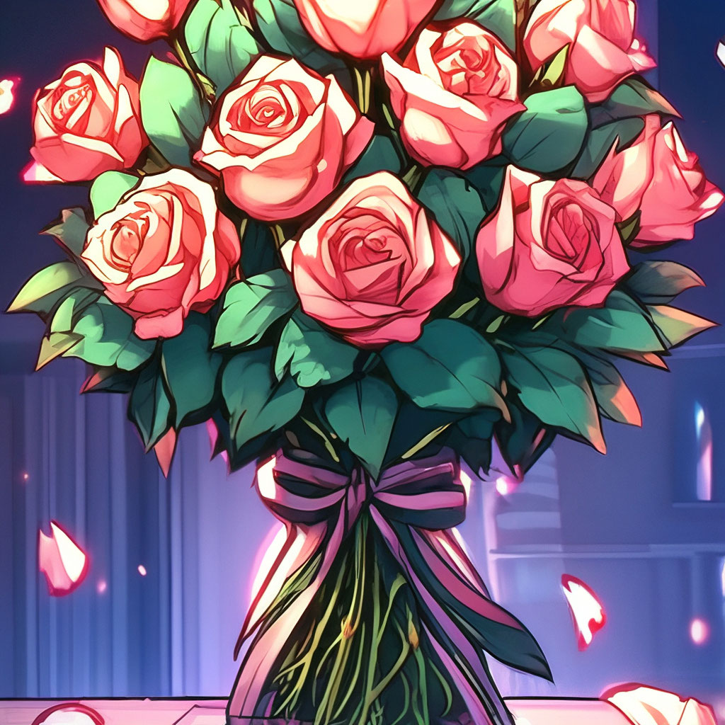 букет роз аниме