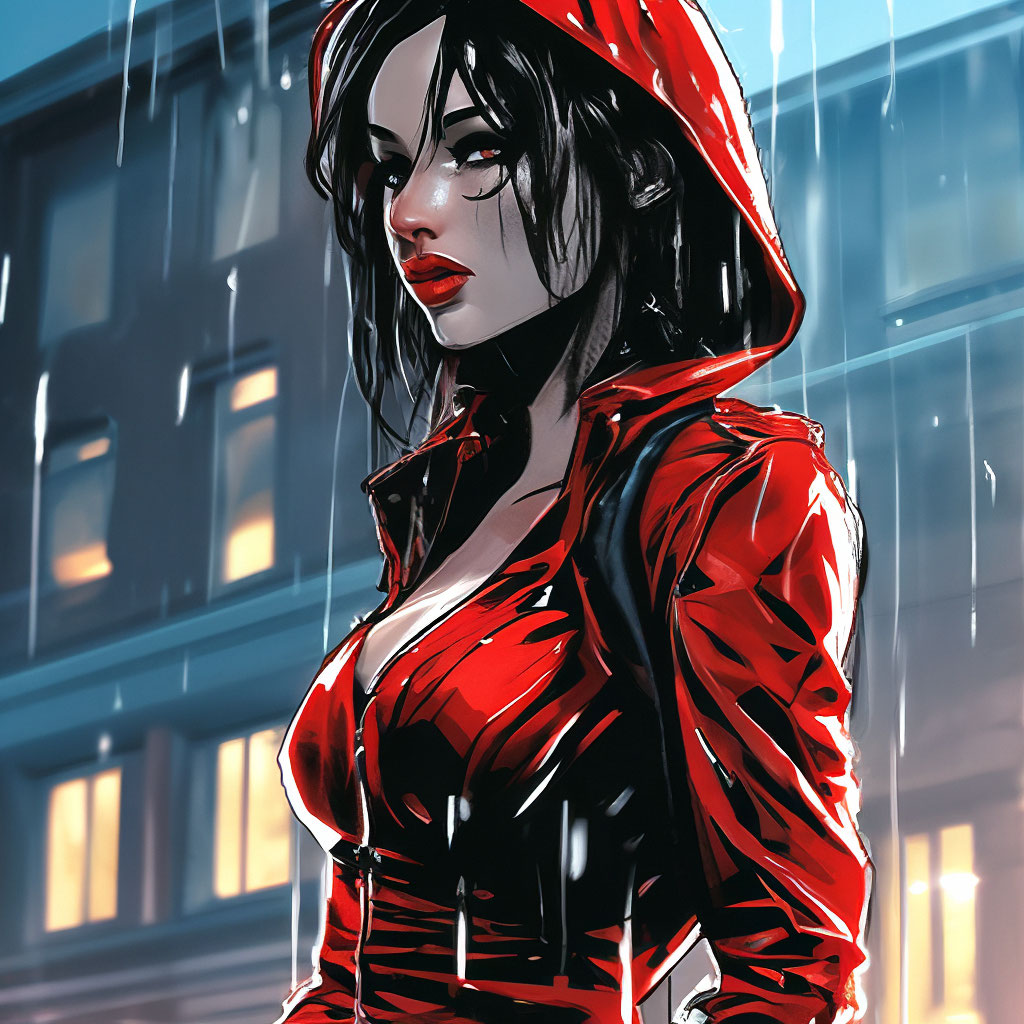 Красивая девушка шпион в красном …» — создано в Шедевруме