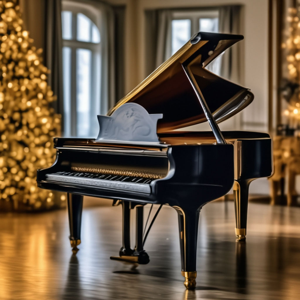 Gran y hermoso piano de cola bajo un granGran y hermoso piano de cola bajo un gran  