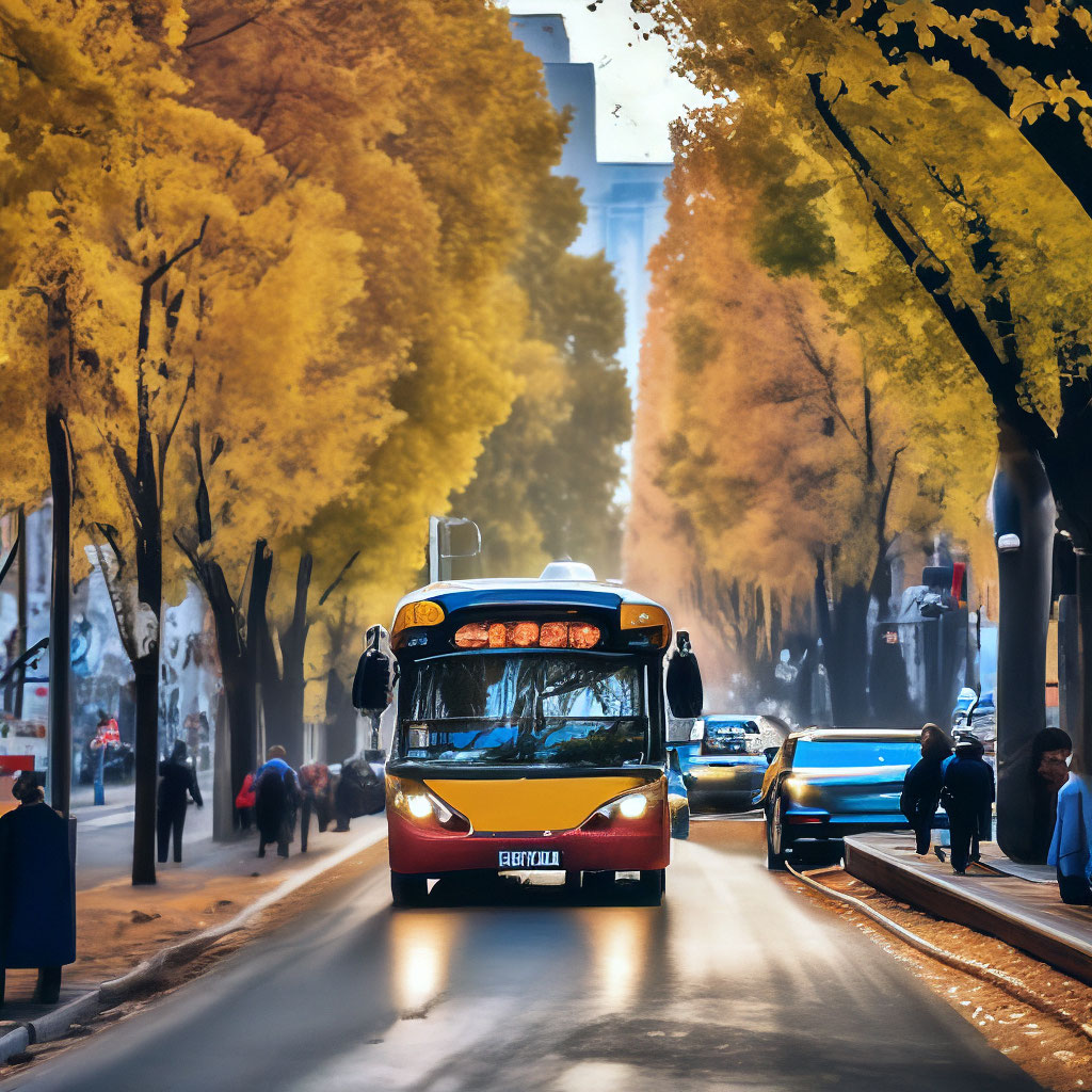 Маленький автобус с пассажирами едет…» — создано в Шедевруме