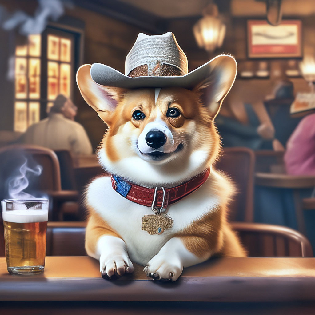 Corgi in a cowboy hat with a image created in Shedevrum