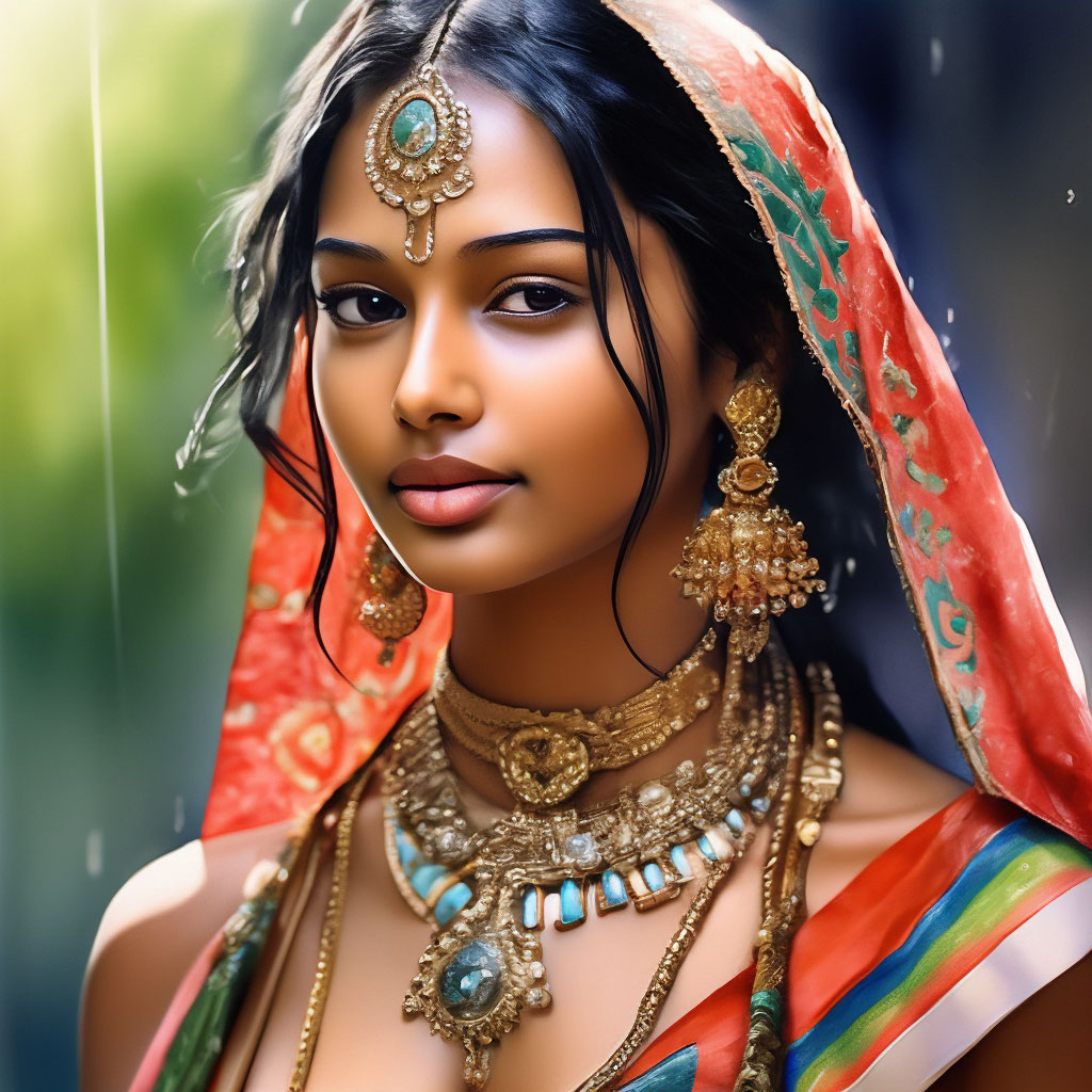 Красивая индийская девушка традиционном…» — создано в Шедевруме