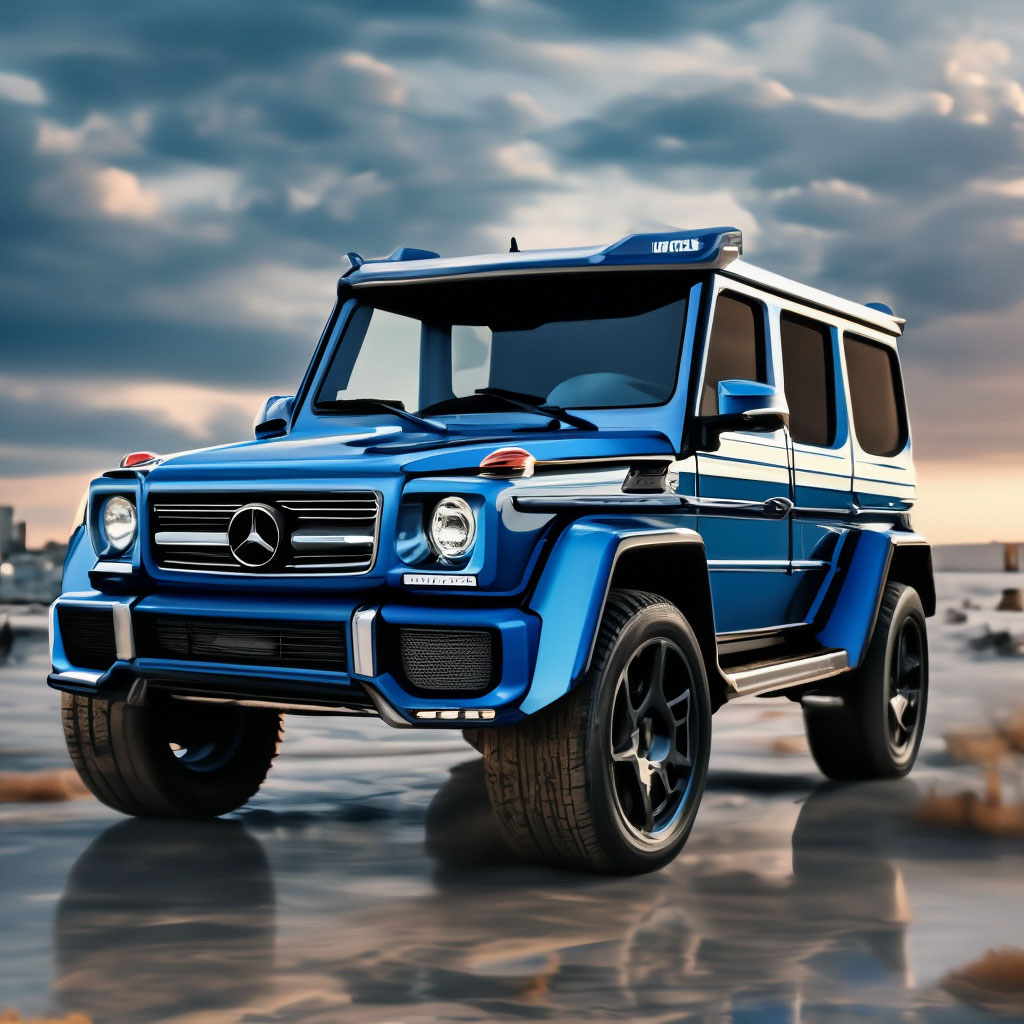 Голубой G-Class, на фоне небо» — создано в Шедевруме