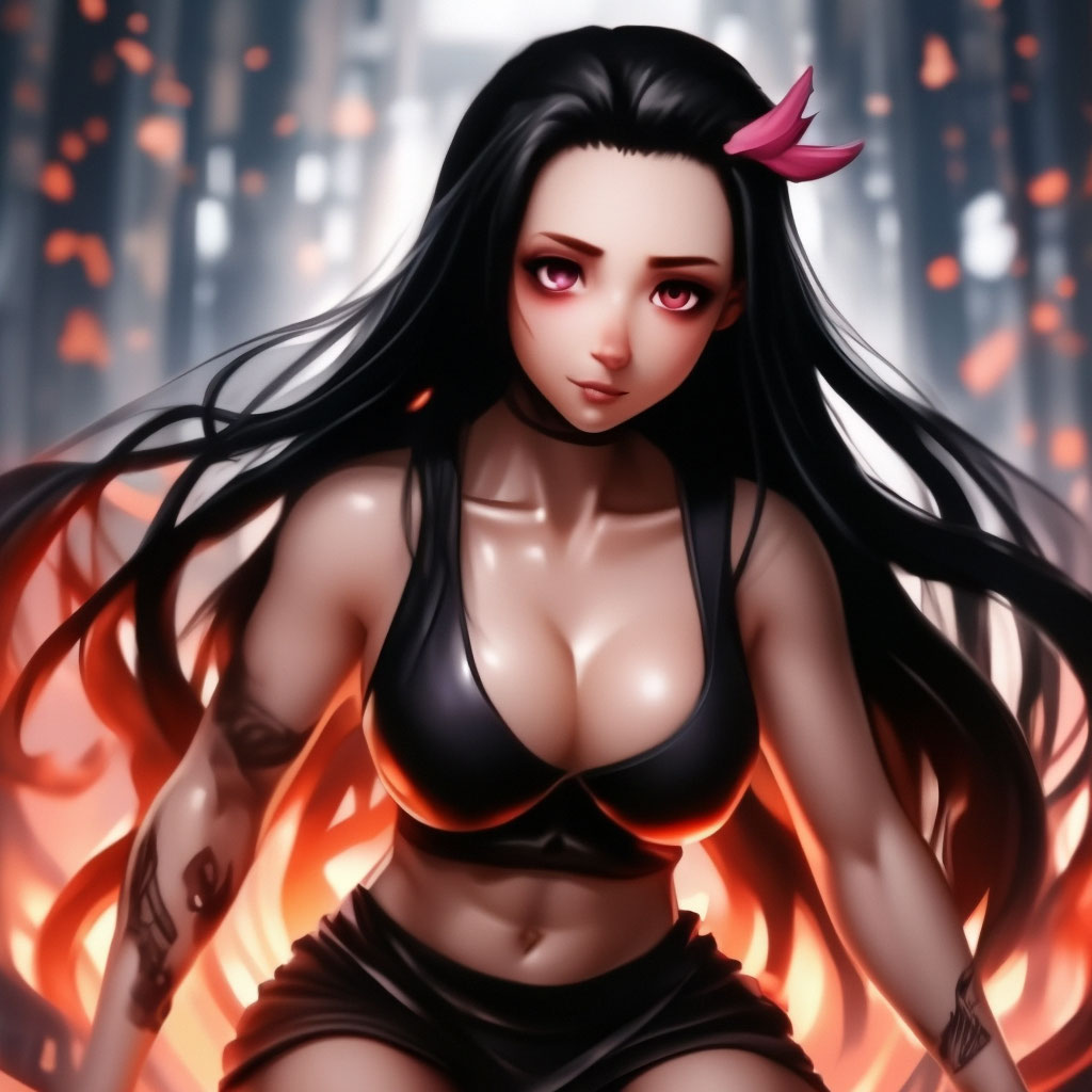 Автор девушки, картинка в Шедевруме по запросу "Незуко рассекающий дем...