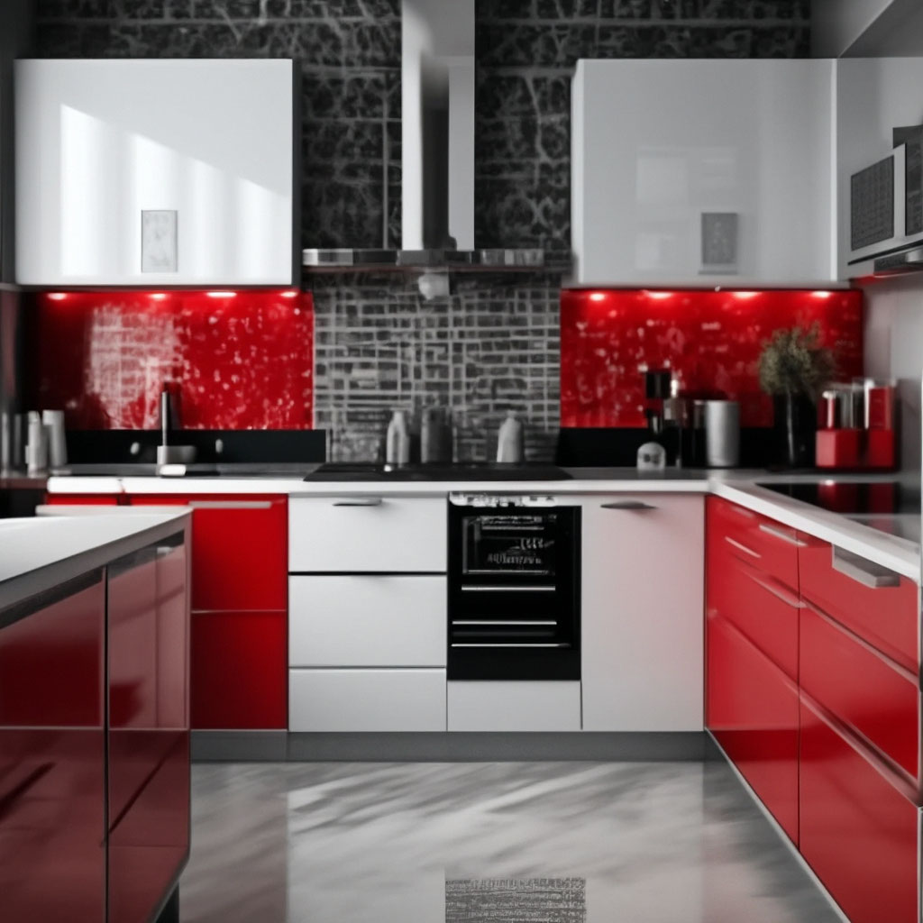 Дизайн черно красной кухни - 78 фото