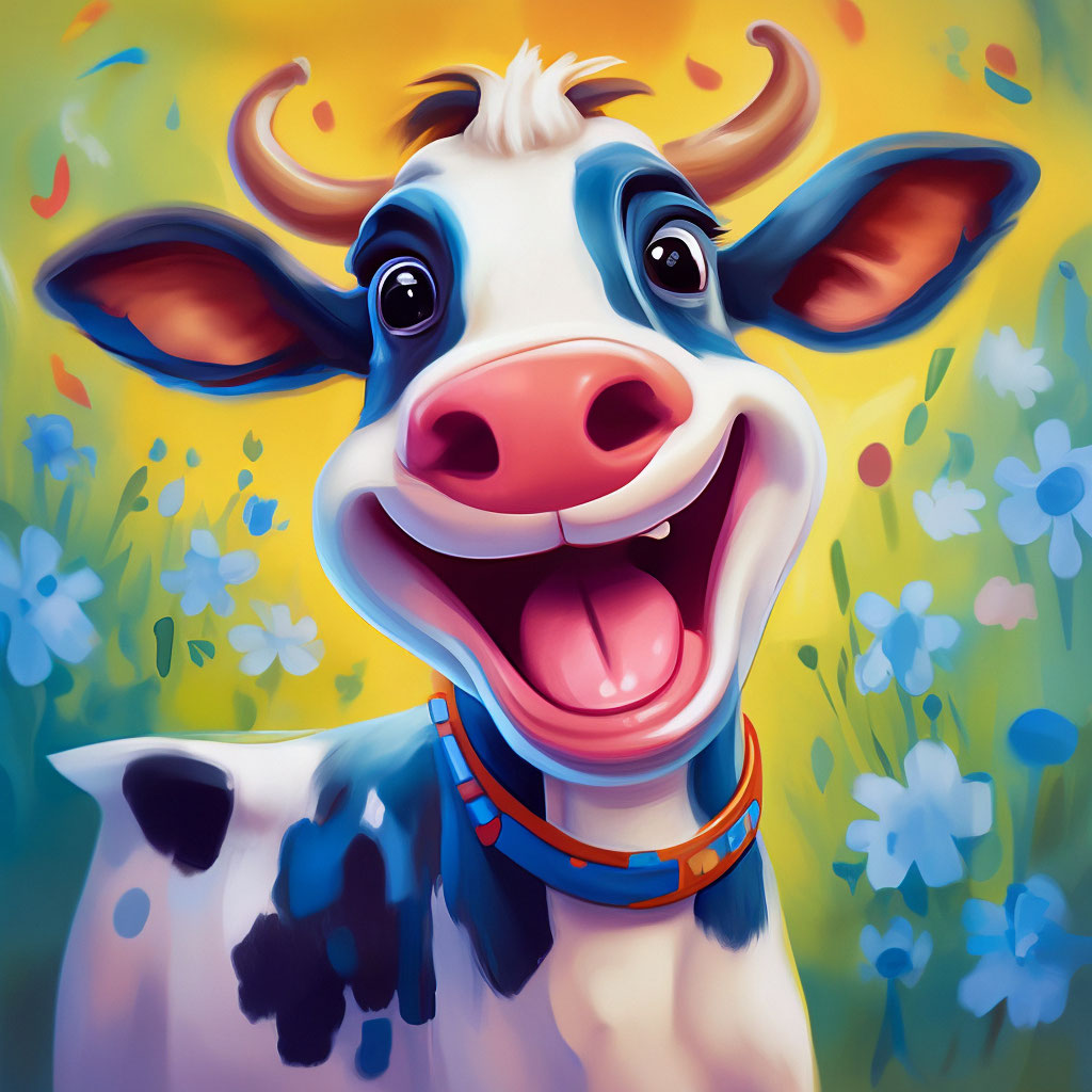 Счастливая веселая корова» — создано в Шедевруме