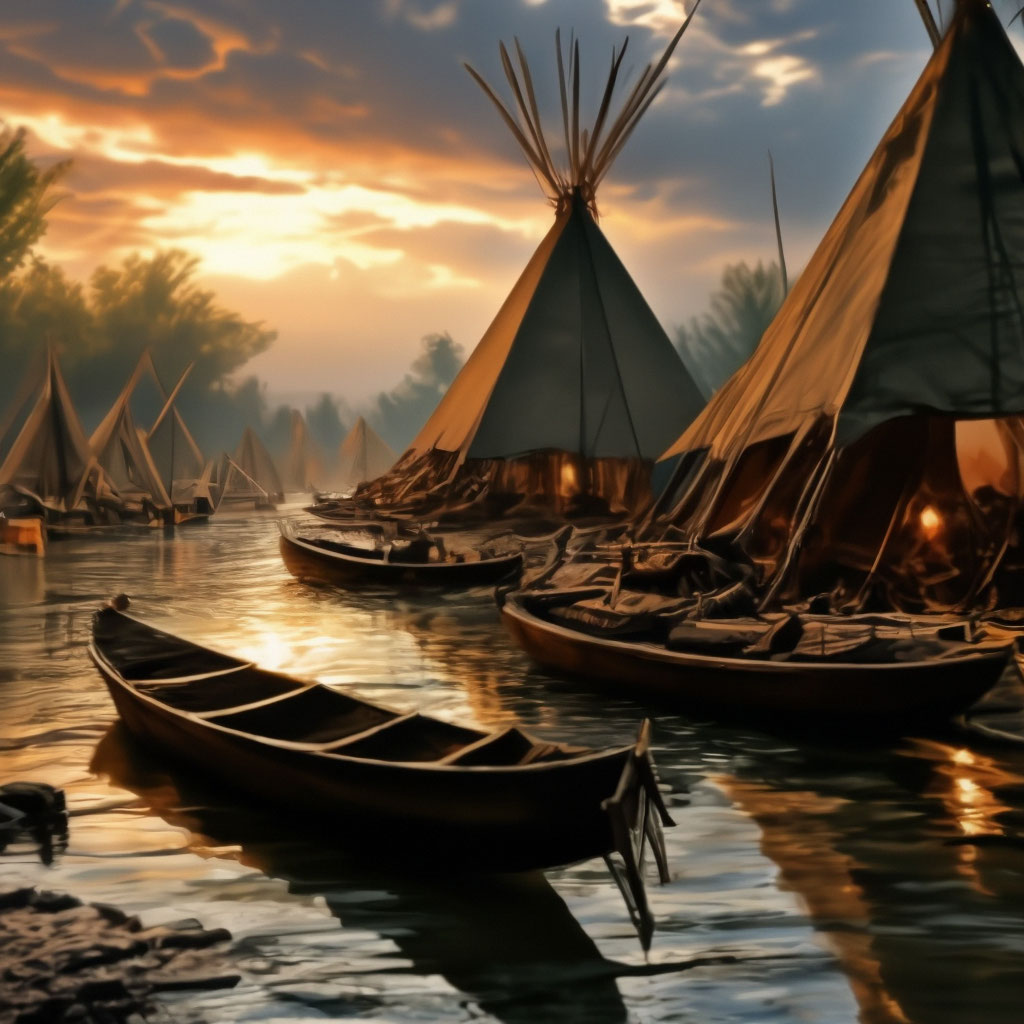 Узкая длинная лодка у индейцев