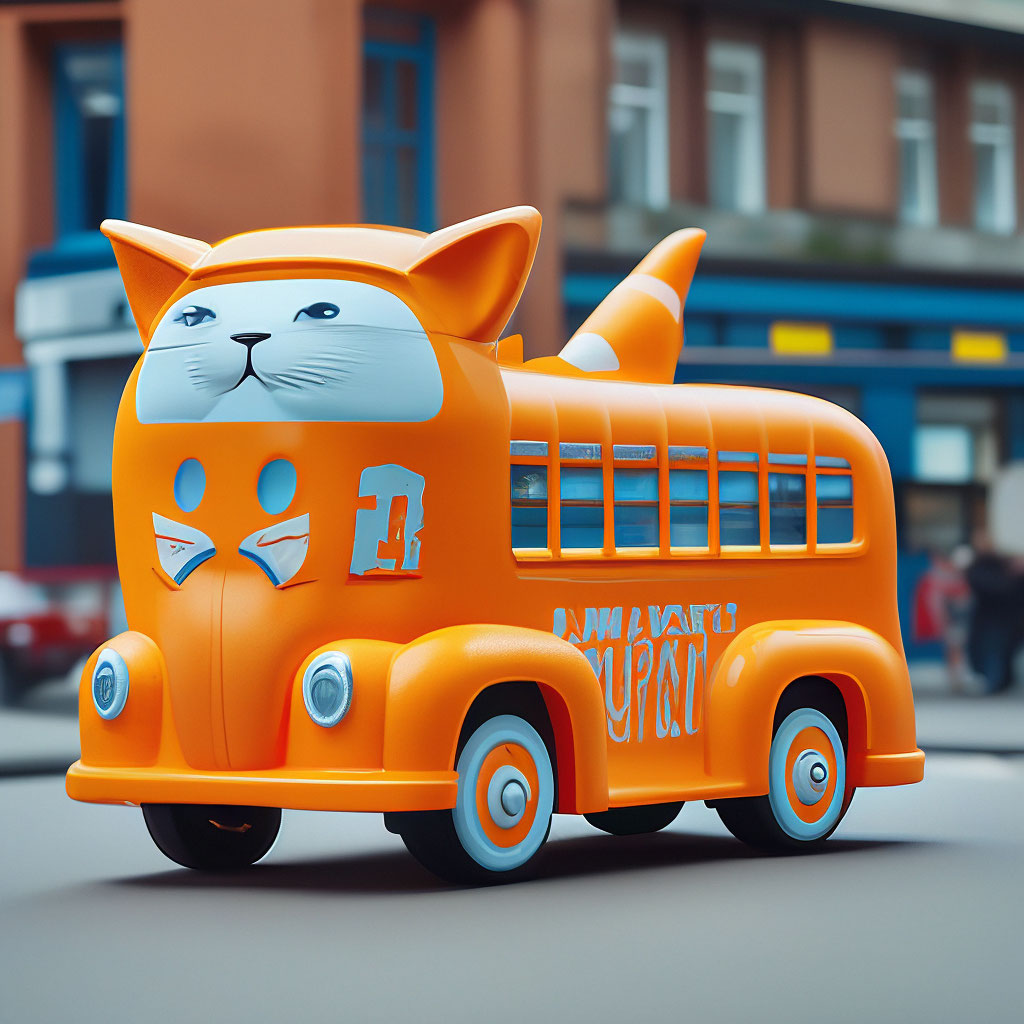 Оранжевый автобус. Машина в виде кота. Оранжевый автобус игрушка.