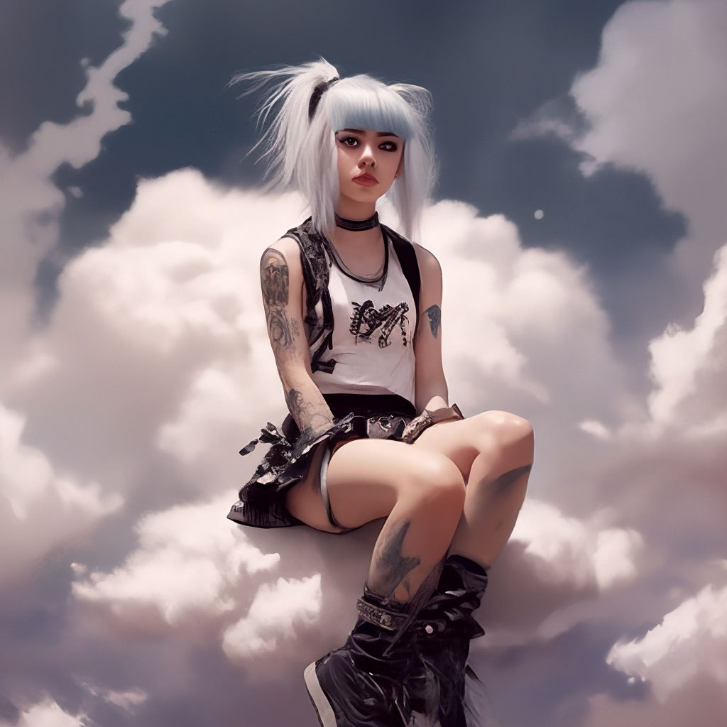 ☁ девушка punky style белые волосы…» — создано в Шедевруме