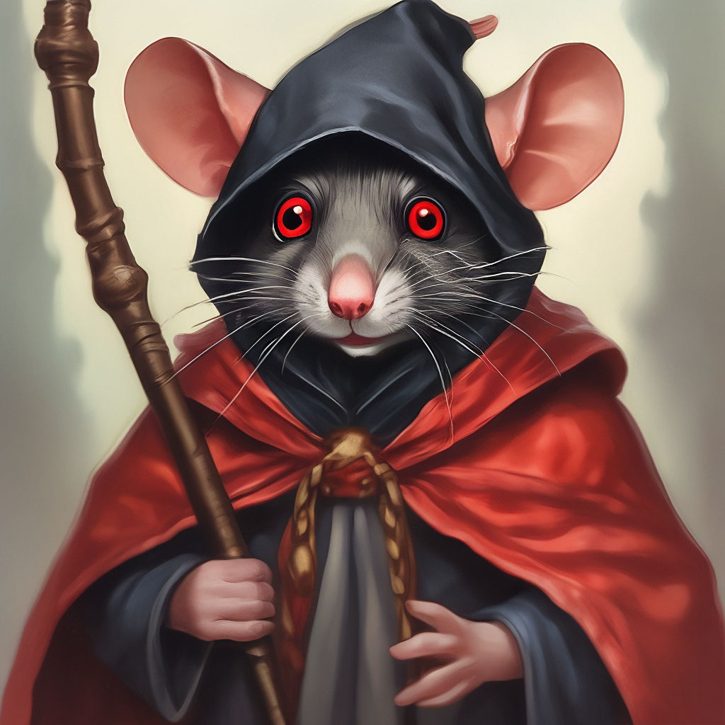 Черная крыса с красными глазами в …» — создано в Шедевруме
