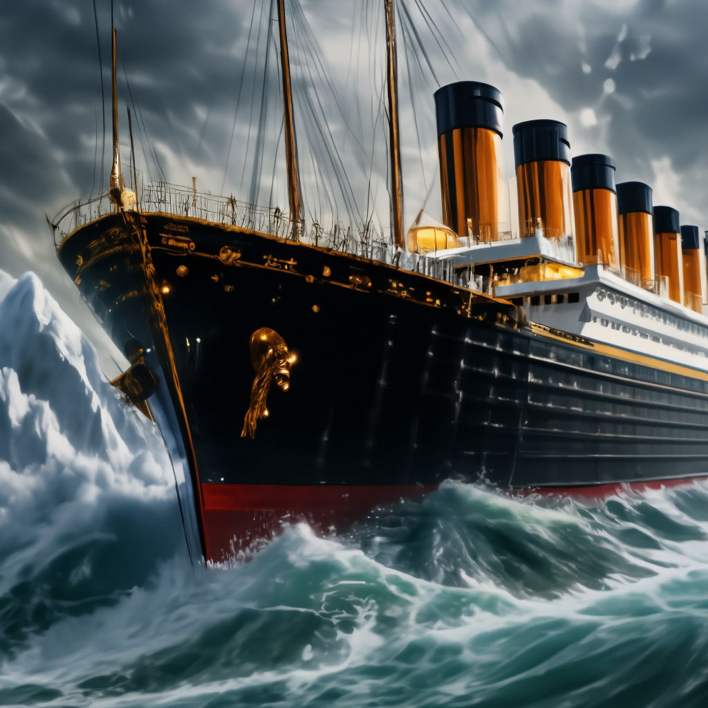 Криповый корабль Титаник, гиперреализм…» — создано в Шедевруме
