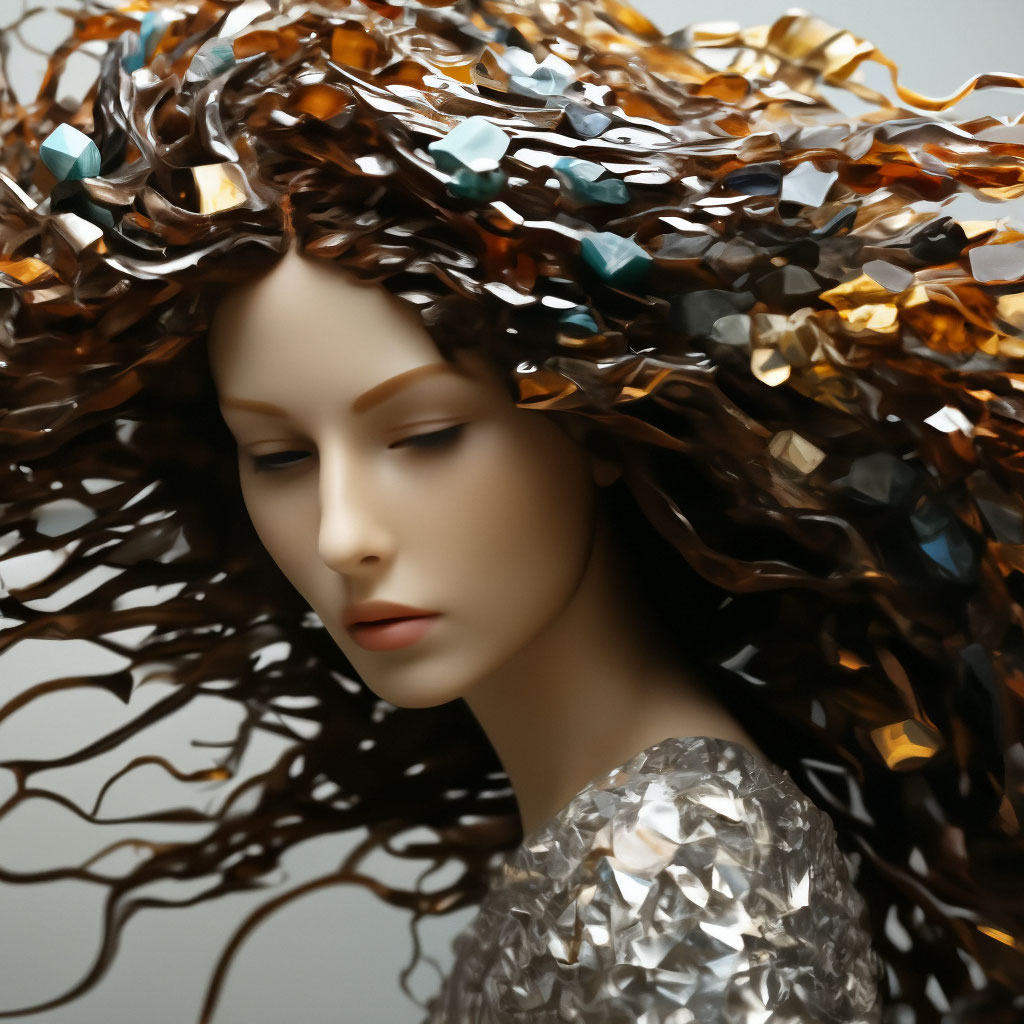 Скульптура головы девушки волосы по …» — создано в Шедевруме