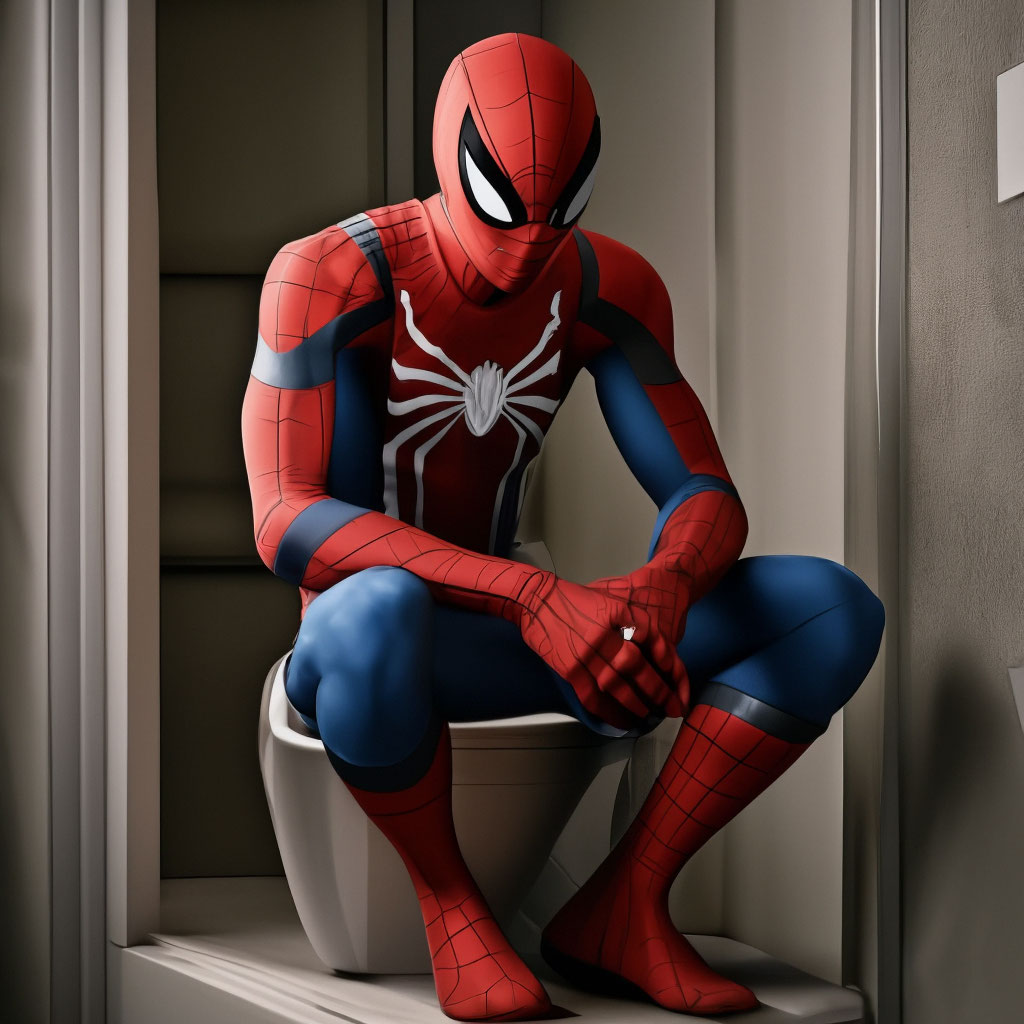 Человек паук сидит