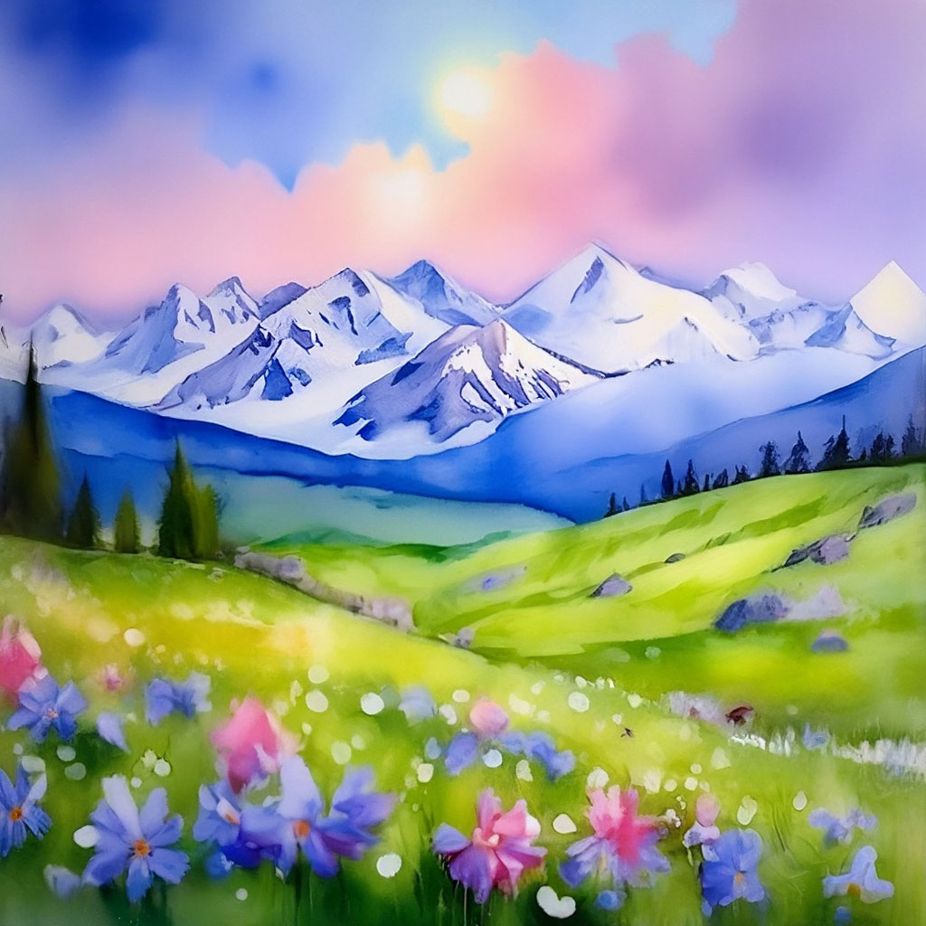 Картина с акварелью Весенний пейзаж…» — создано в Шедевруме