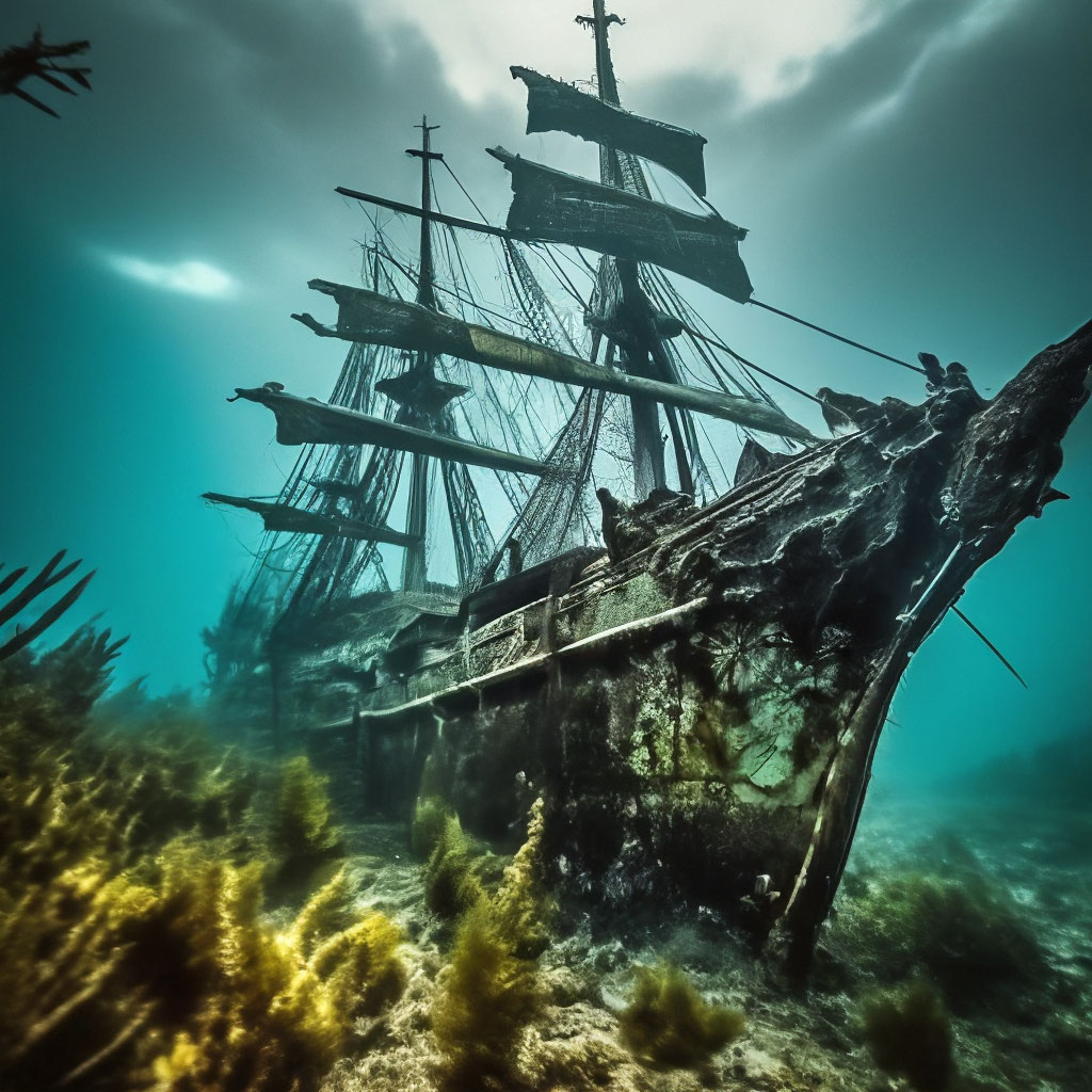 A Sunken Old Frigate With Torn …» — Создано В Шедевруме