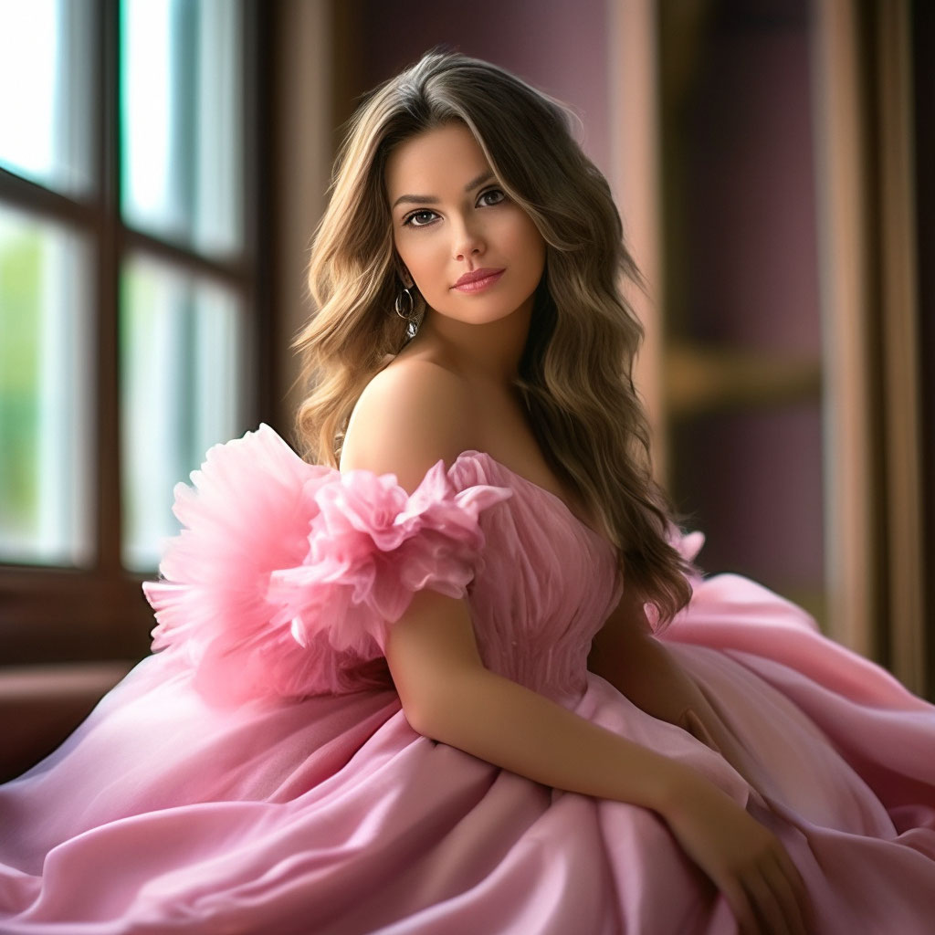 Красивая девушка в розовом платье , …» — создано в Шедевруме